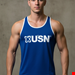 رکابی طرح usn. مدل آبی پشت سفید  2xl 